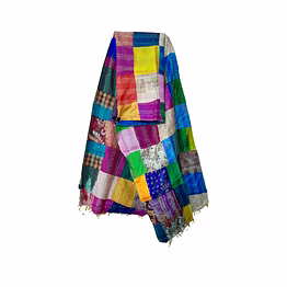 pure silk multi color kantha stitch hand embroidery work patchwork dupatta stole shawl for girls and women code 1079