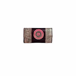 indian hand tooled genuine leather shantiniketan clutch bag purse for girls and women code 1124