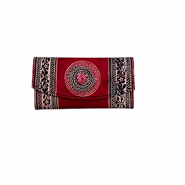 indian hand tooled genuine leather shantiniketan clutch bag purse for girls and women code 1108