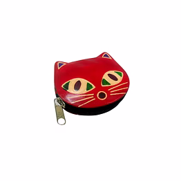 colorful cat design genuine shantiniketan leather small coin purse code 1030