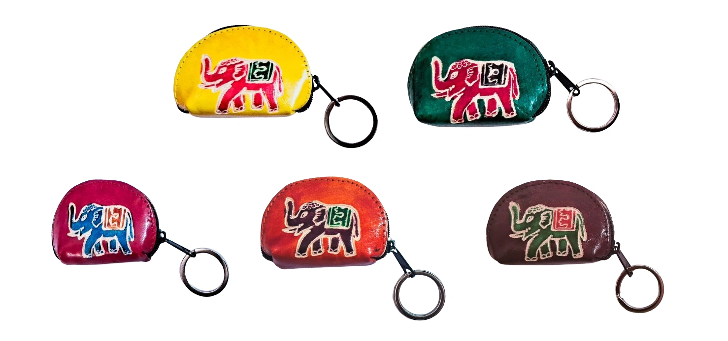 Pure Leather Elephant Design Keyring Keychain – Set of 5-3