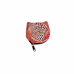 colorful fish design genuine shantiniketan leather small coin purse code 1025
