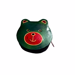 colorful bear design genuine shantiniketan leather small coin purse code 1024