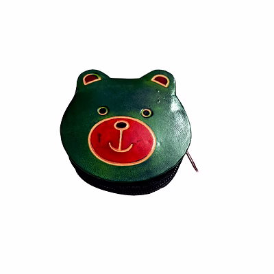colorful bear design genuine shantiniketan leather small coin purse code 1024