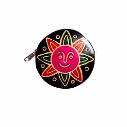 colorful flower design genuine shantiniketan leather small coin purse code 1023