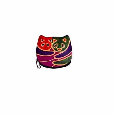 colorful panda design genuine shantiniketan leather small coin purse code 1021
