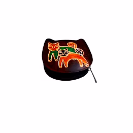 colorful cat and kitten design genuine shantiniketan leather small coin purse code 1020