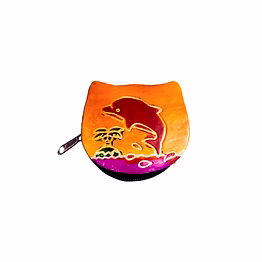 colorful dolphin design genuine shantiniketan leather small coin purse code 1019