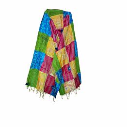 pure silk multi color kantha stitch hand embroidery work patchwork dupatta stole shawl for girls and women code 1014