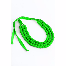 handcrafted handmade long fabric 3 layered necklace code 1172