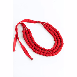 handcrafted handmade long fabric 3 layered necklace code 1097