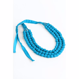 handcrafted handmade long fabric 3 layered necklace code 1093