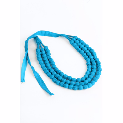 handcrafted handmade long fabric 3 layered necklace code 1093