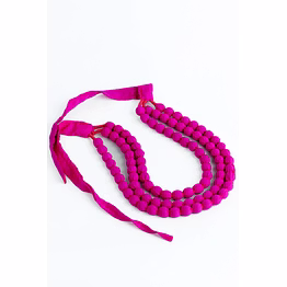 handcrafted handmade long fabric 3 layered necklace code 1096