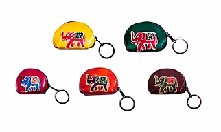 Pure Leather Elephant Design Keyring Keychain – Set of 5 Code 1027
