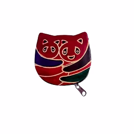 colorful panda design genuine shantiniketan leather small coin purse code 1010