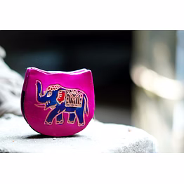 colorful elephant design genuine shantiniketan leather small coin purse code 1026