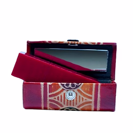 indian handcrafted pure leather designer lipstick cases with mirror code 1006