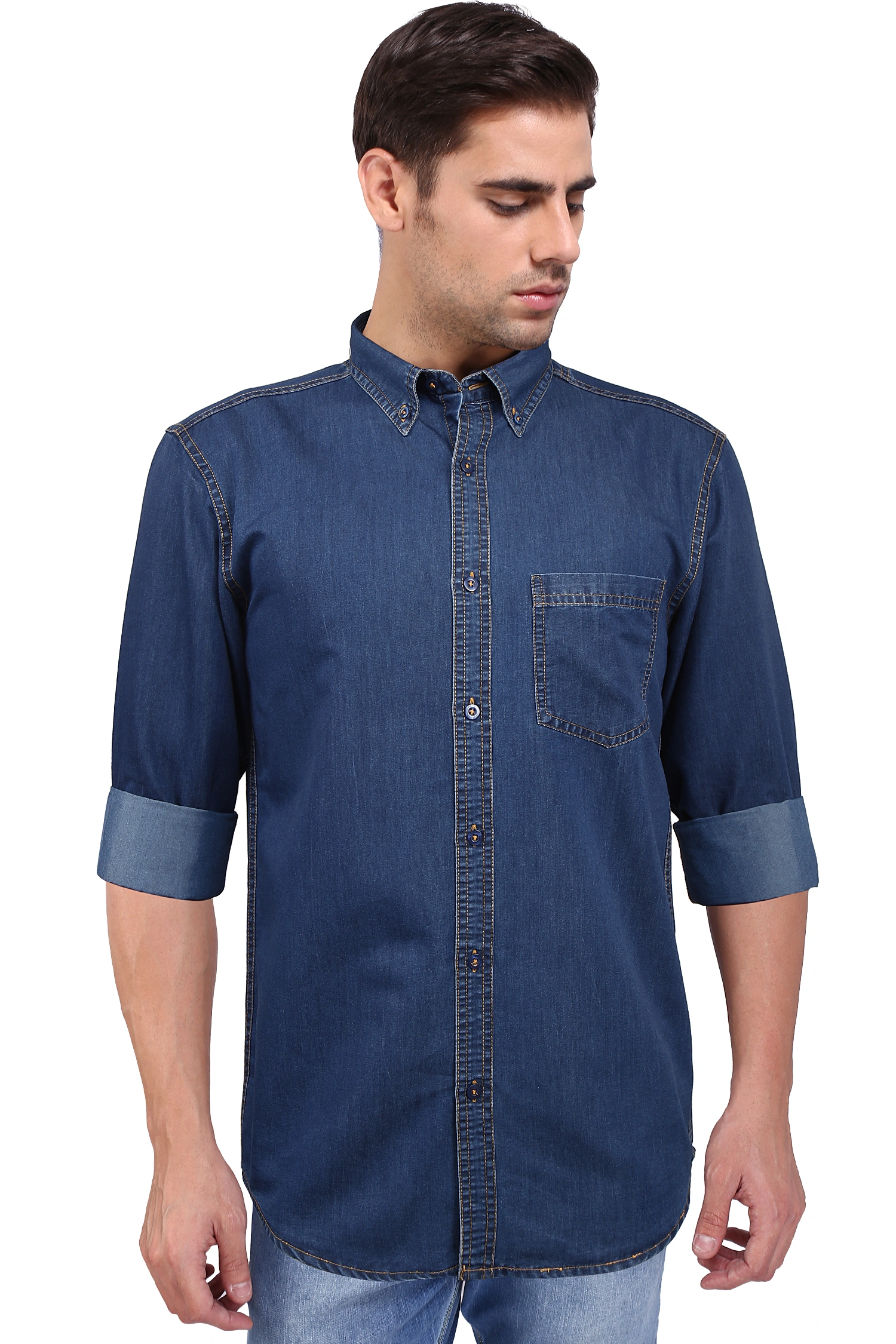 FLAGS Men's Casual Denim Shirt (DnmShrt)-Dnm_Shrt_254101-DB-38