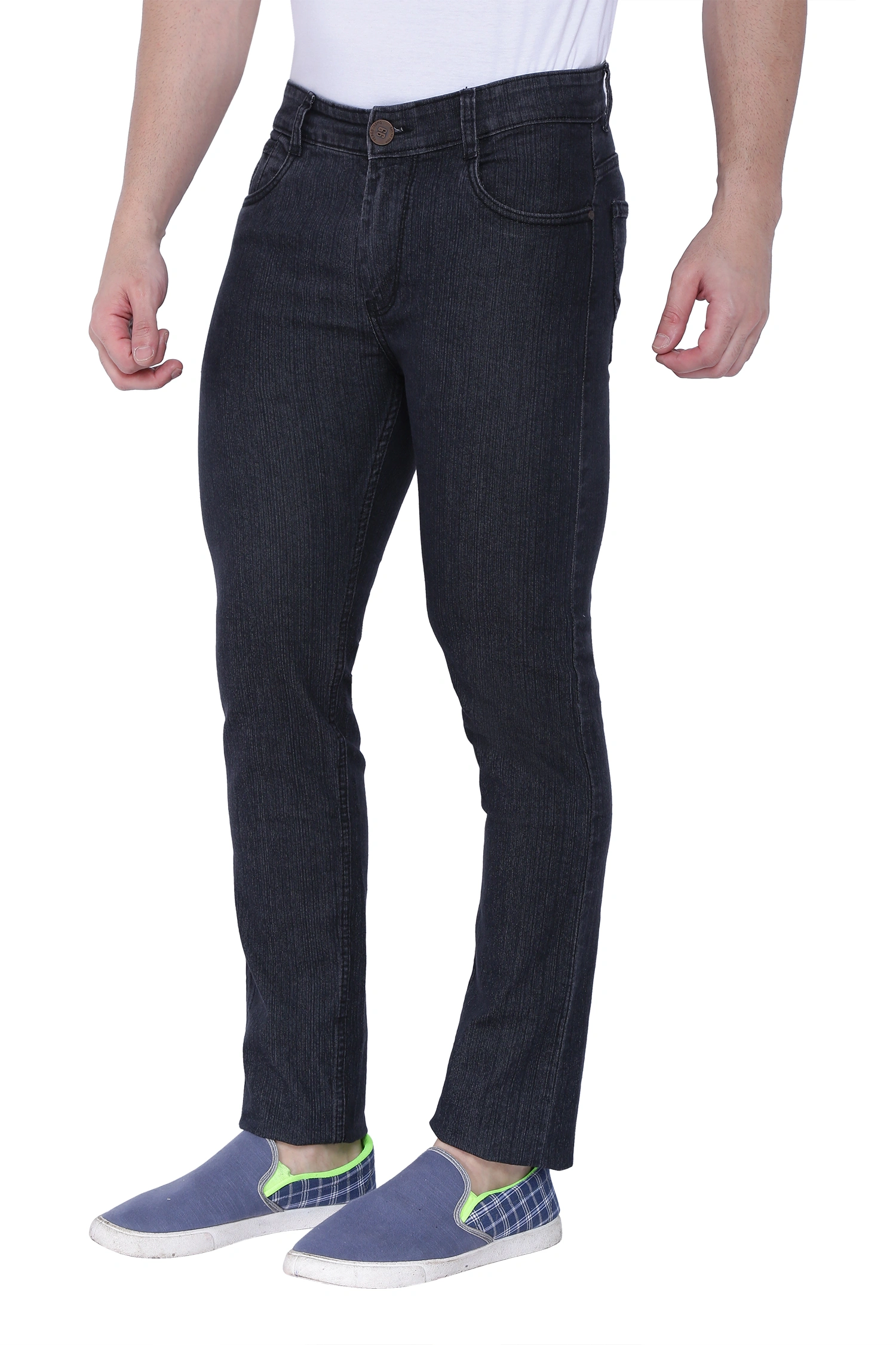 FLAGS Men's Slim Fit Jeans (Raml122) - Premium Stretch Denim-30-Jet Black-2