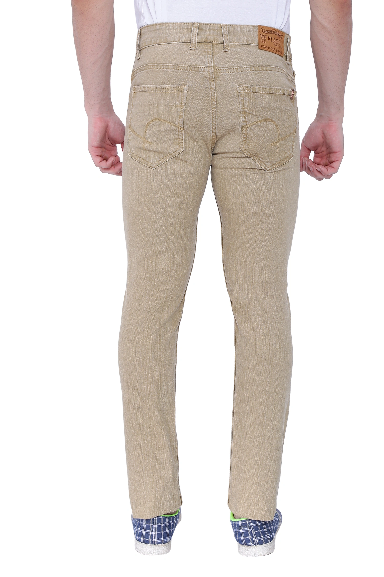 FLAGS Men's Slim Fit Jeans (Raml122) - Premium Stretch Denim-30-Beige-1