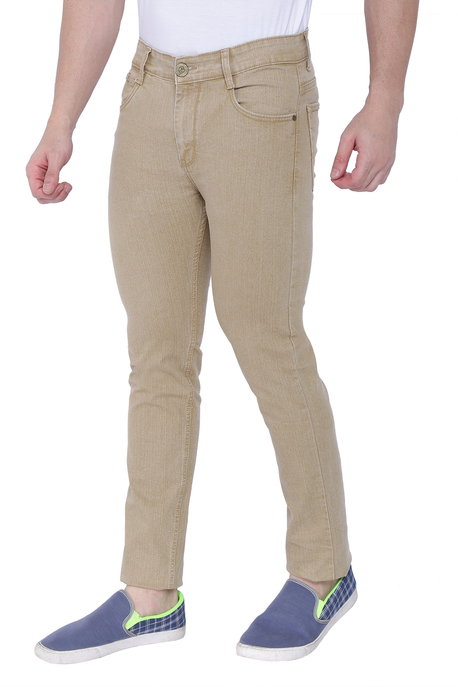 FLAGS Men's Slim Fit Jeans (Raml122) - Premium Stretch Denim-30-Beige-2