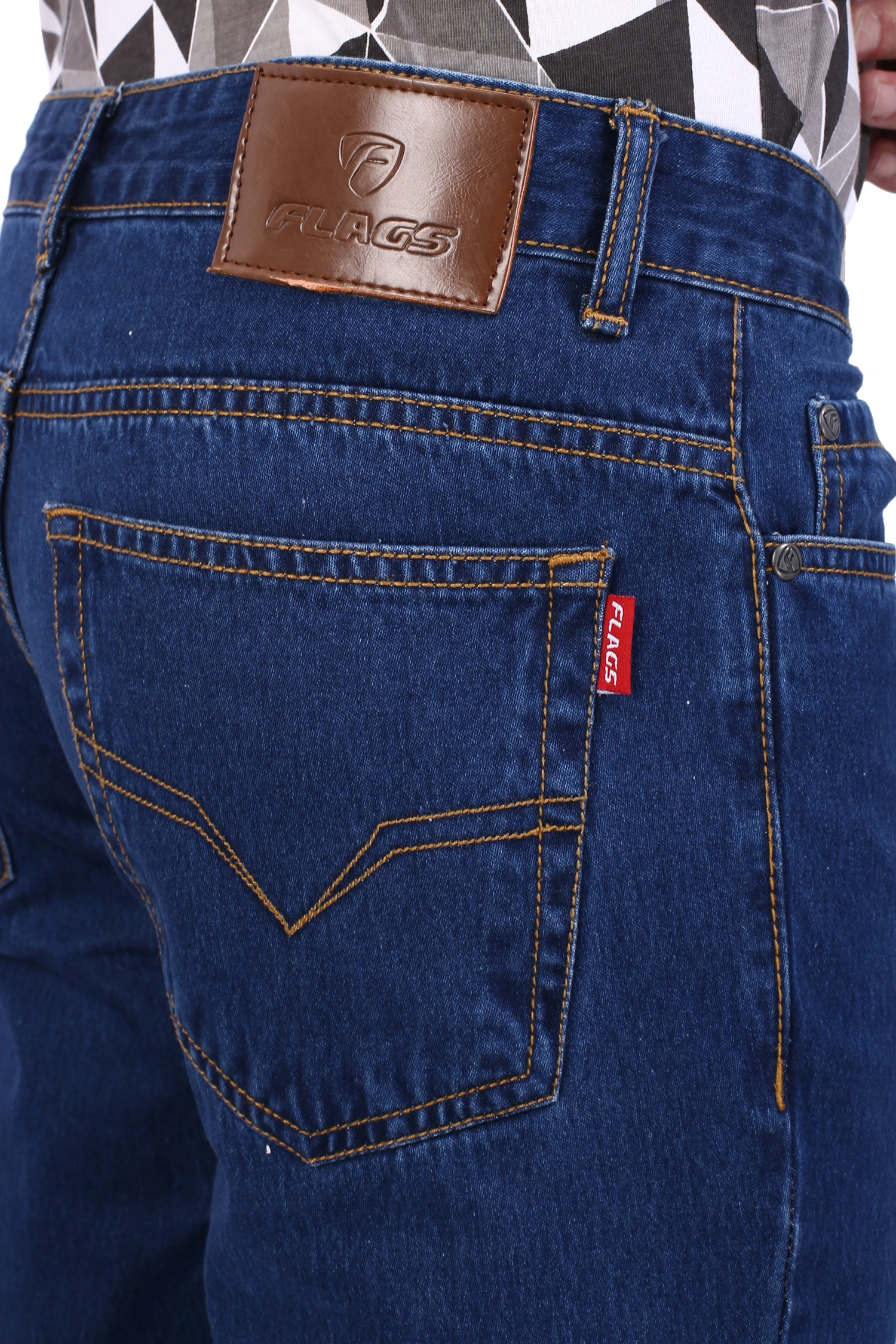 FLAGS Men's Jeans Silky Denim (Ram-Basic)-28-Dark Blue-3