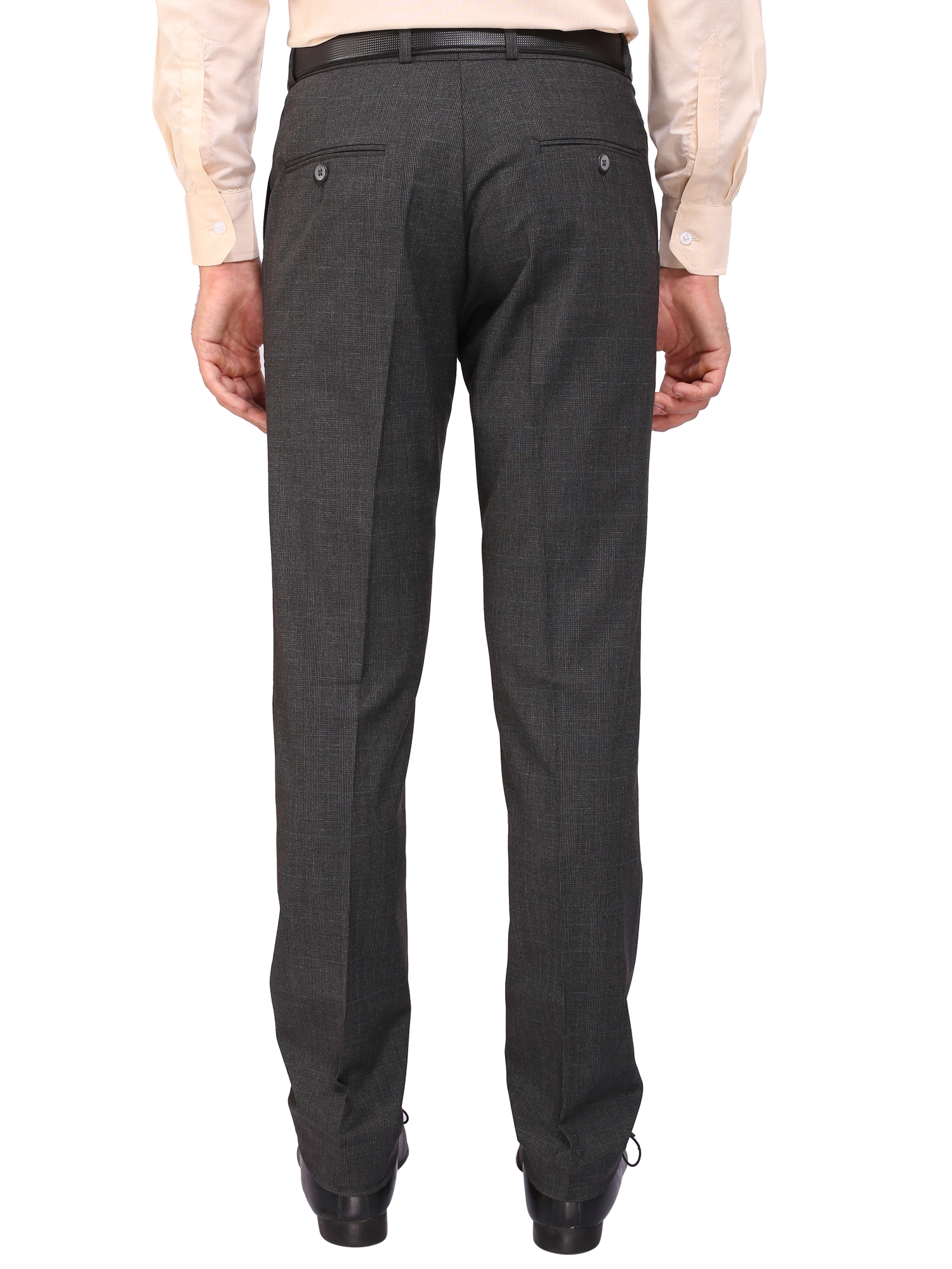 FLAGS Men's Regular Fit Formal Trouser PV Stretch in Checks | Polyester Viscose Blend-1