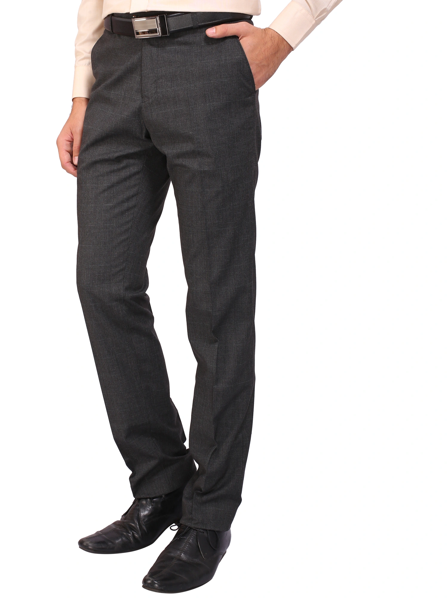 FLAGS Men's Regular Fit Formal Trouser PV Stretch in Checks | Polyester Viscose Blend-2