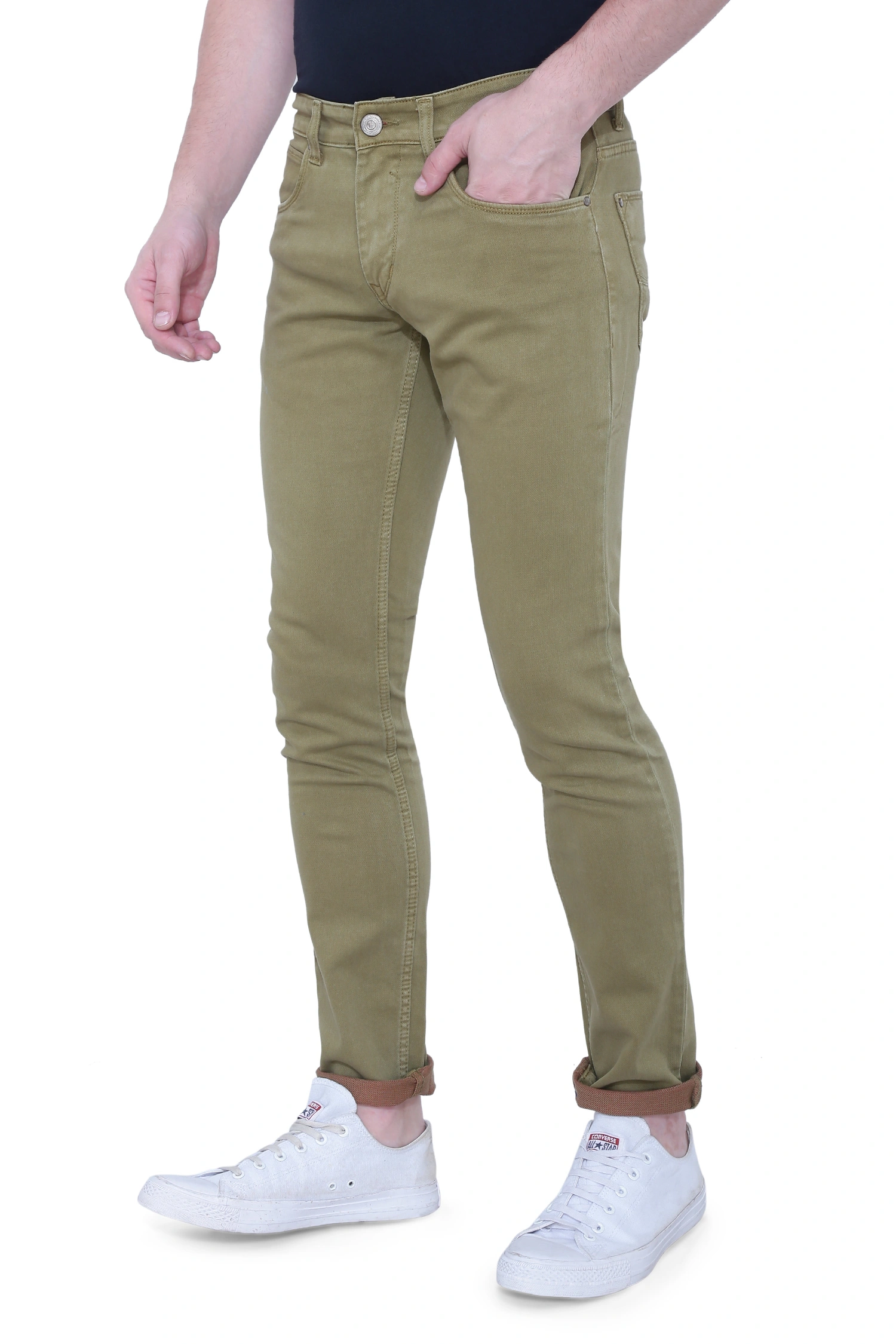 JACKWIN Men's Jeans-30-Khaki-2