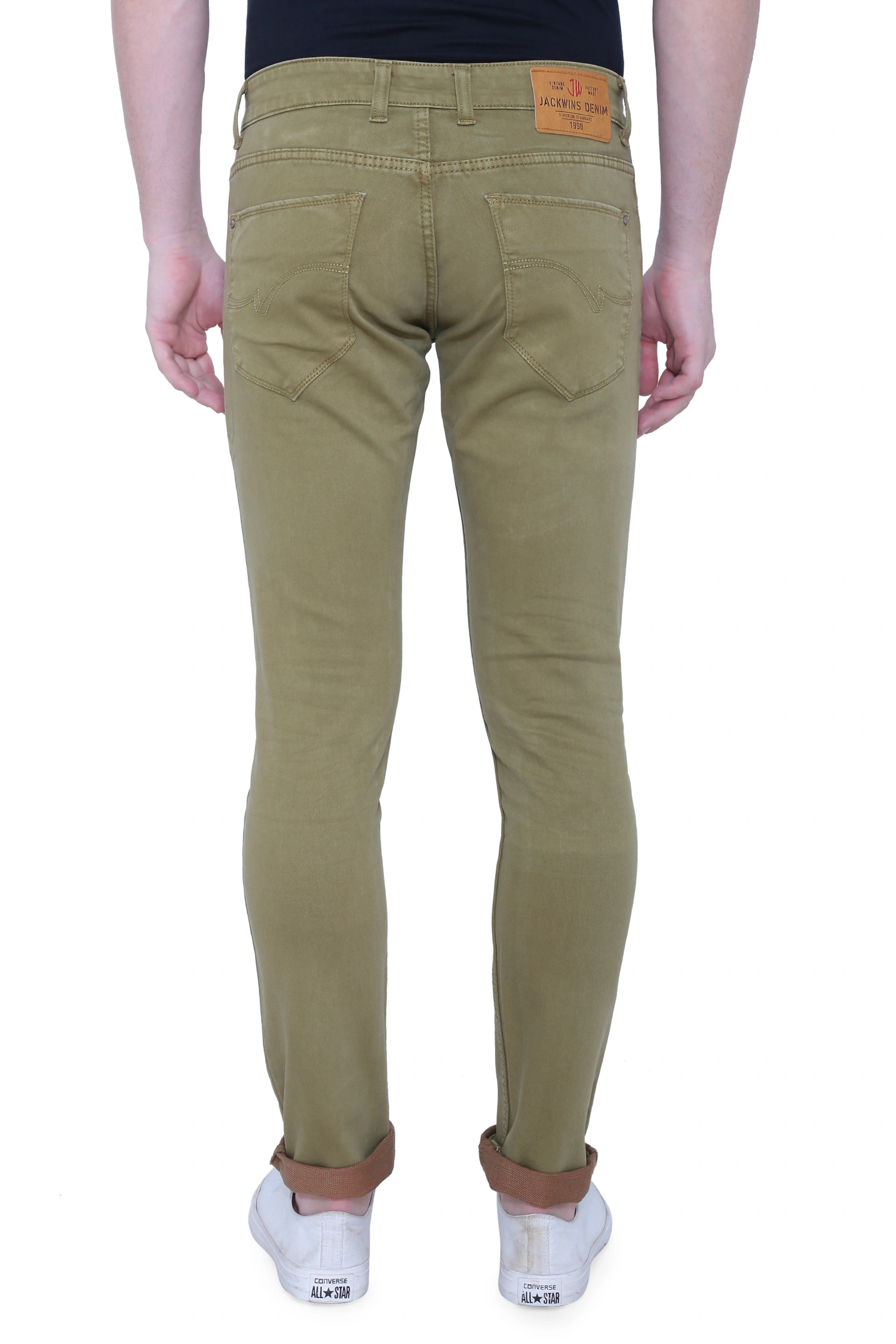 JACKWIN Men's Jeans-32-Khaki-1