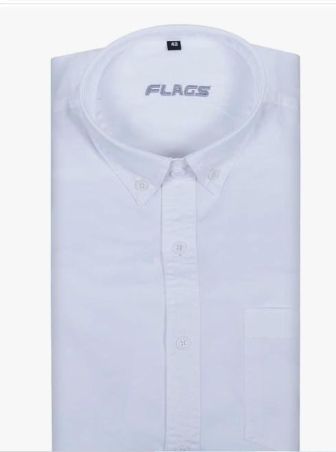 FLAGS Men's Casual Denim Shirt-42-White-4