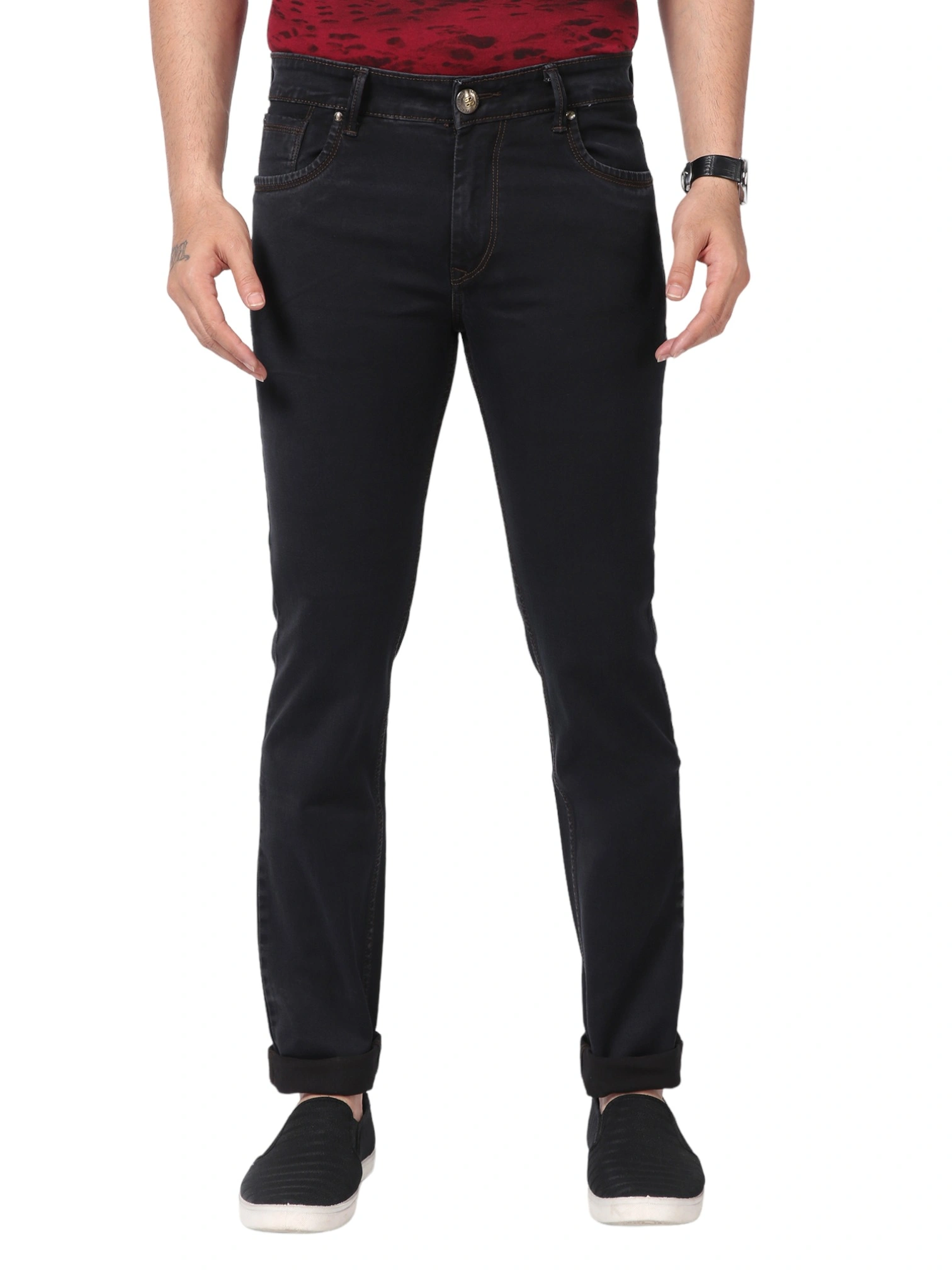 FLAGS Stretch Slim Fit Men's Jeans - Classic Cotton Denim for Modern Style-Local_009SN_Coffee_38