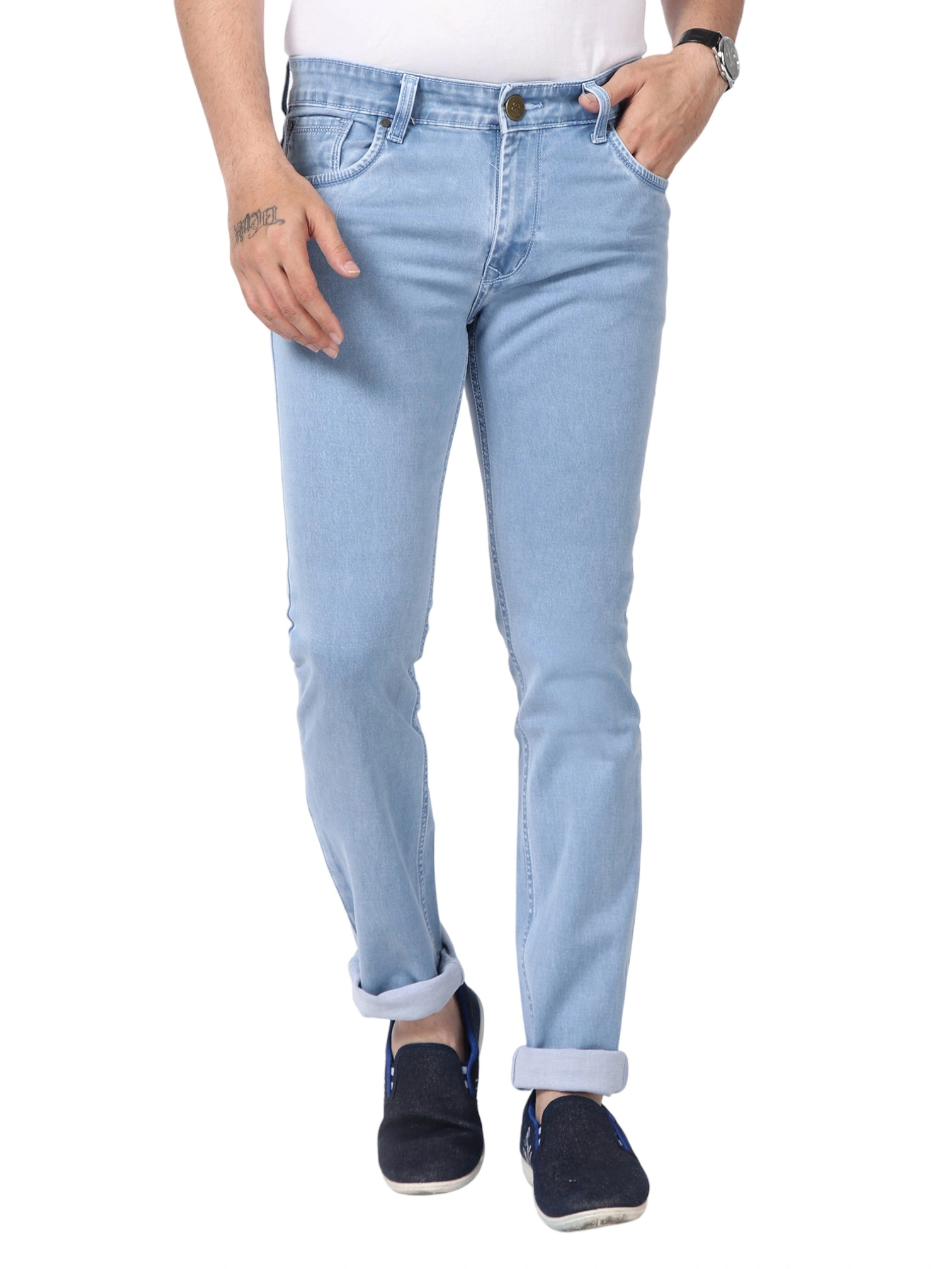 FLAGS Stretch Slim Fit Men's Jeans - Classic Cotton Denim for Modern Style-Local_009SN_IBlue_34