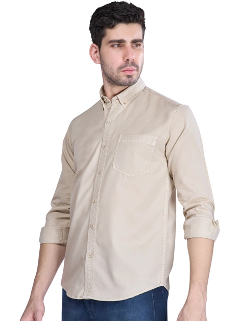 FLAGS Men's Casual Denim Shirt (DnmShrt)-38-Fawn-2