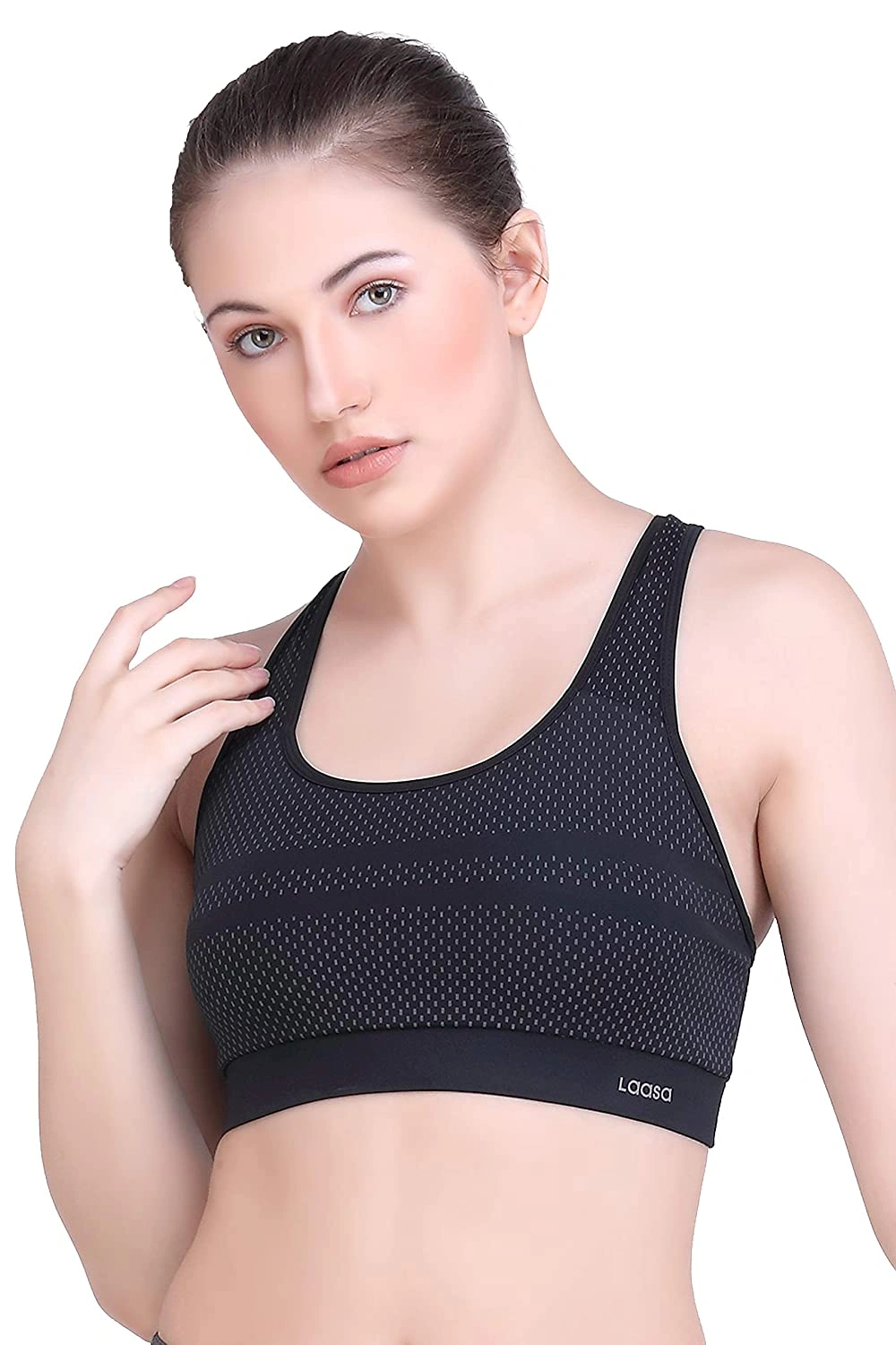 LAASA SPORTS JUST-Dry High Impact Dot Printed Athletic Bra with Removable Pads-31278