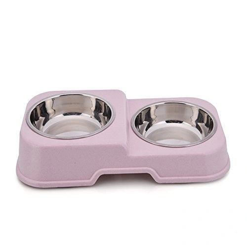 Non Slippery Food &amp; Water Stainless Steel 2 In 1 Bowl Set For Dog,Cat &amp; Pets-1008