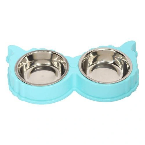 Stainless Steel Removable Anti Slip Food and Water 2 in 1 Bowl for Dog and Cat-1009