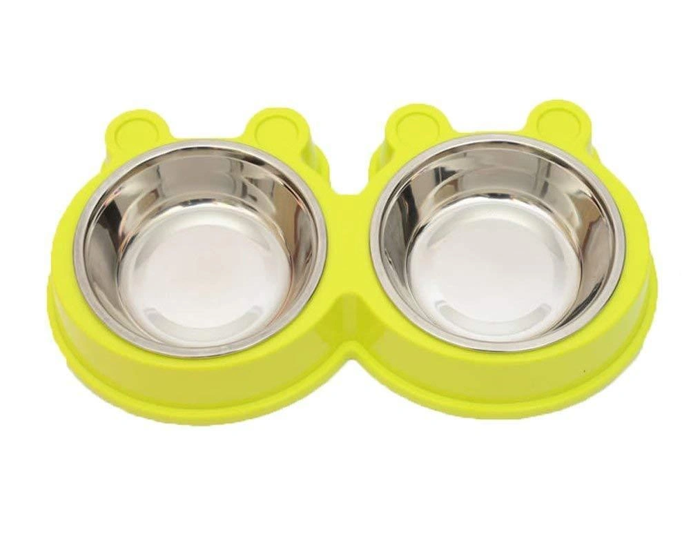 Emily Pets Stainless Steel Double Food and Water Bowl pet Feeder Dish for Cat Puppy Dog-1182