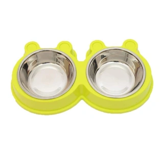 Emily Pets Stainless Steel Double Food and Water Bowl pet Feeder Dish for Cat Puppy Dog