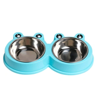 Emily Pets Double Stainless Steel Cat Dog Bowl Durable Pet Bowls with No-Slip Design Resistant Silicone Mat Stainless Steel Cute Modeling Pet Food Water for Feeder Little Size Dogs/Cats/Rabbit and Pets