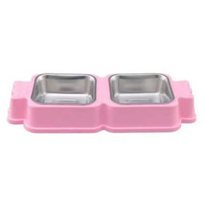 Emily Pets Cat food bowl, dog bowl, stainless steel bowl, double bowl, cat food bowl, food bowl, dog food, rice bowl, cat supplies