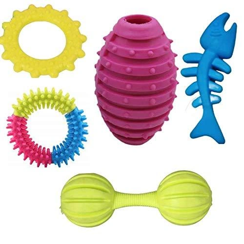 Durable Pet Puppy Chew Toys Set Puppy Teething Ball Toys Safety Design(Pack of 5)-1253