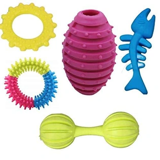 Durable Pet Puppy Chew Toys Set Puppy Teething Ball Toys Safety Design(Pack of 5)