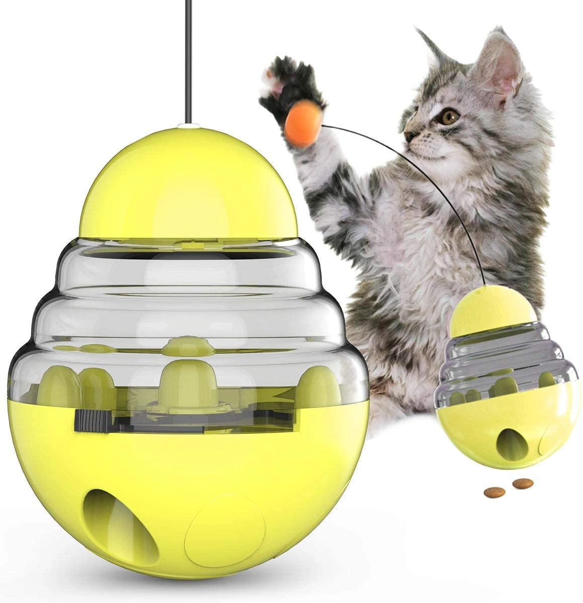 Emily Pets Interactive Dog Toys Treat Ball Shaking Leakage Food Container Puppy Slow Food Dispensing Bowl Feeder Pet Tumbler Toys with Interactive Stick Ball for cat Dog and Puppies-1325