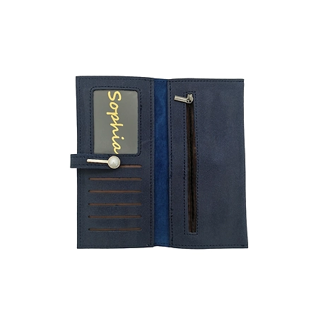 Sophia Ladies Wallet Suede 11SALE-Navy Blue-Leather-2