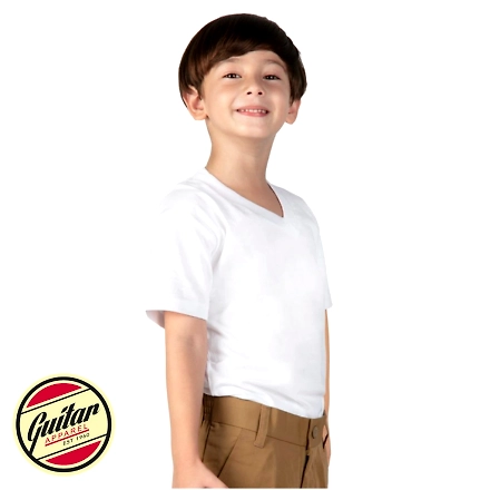 Guitar T-shirt V-Neck White-32-White-100% Cotton-3