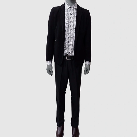 Myth Office Dress Slim Fit Solid Pants for Men-30-Black-Wool-1
