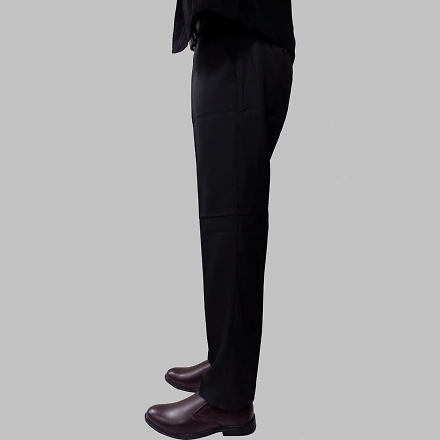 Myth Office Dress Slim Fit Solid Pants for Men-30-Black-Wool-2