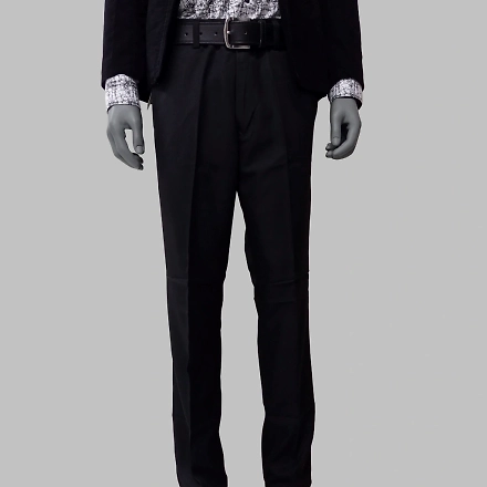 Myth Office Dress Slim Fit Solid Pants for Men-30-Black-Wool-3